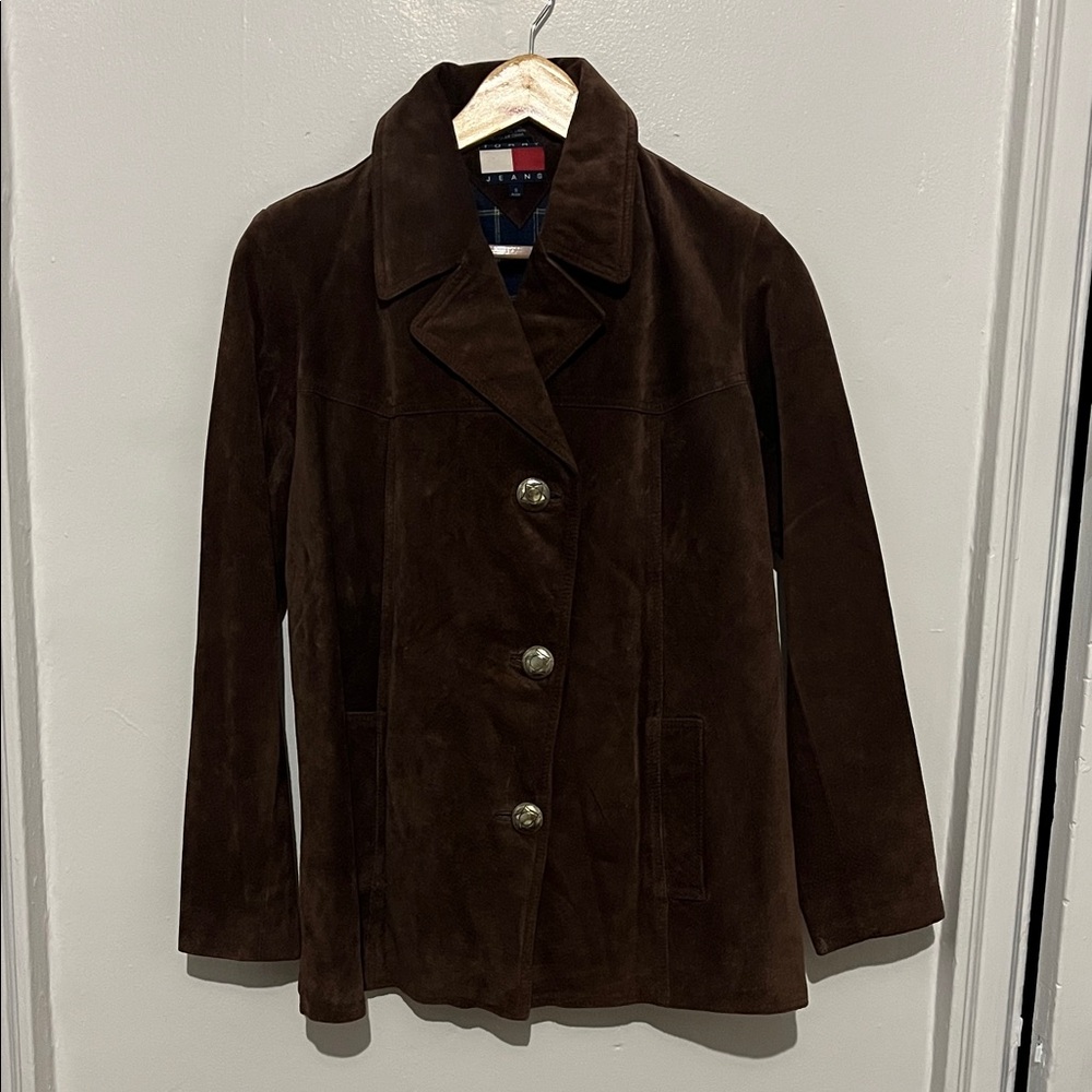 Tommy Hilfiger Women's Dark Brown Genuine Suede Coat